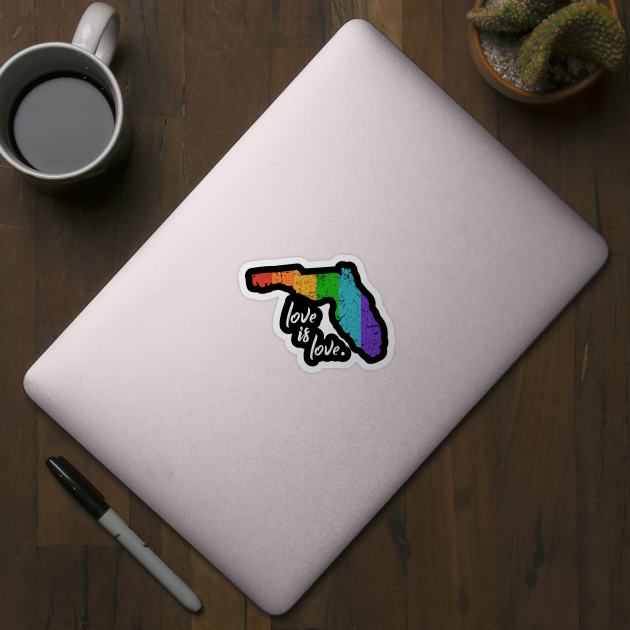 Florida LGBT Love Is Love Gay Pride Rainbow Flag by stayilbee